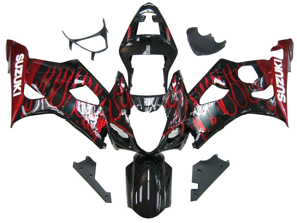 2003-2004 Fairings Suzuki GSXR 1000 Black & Red Flame  Generic