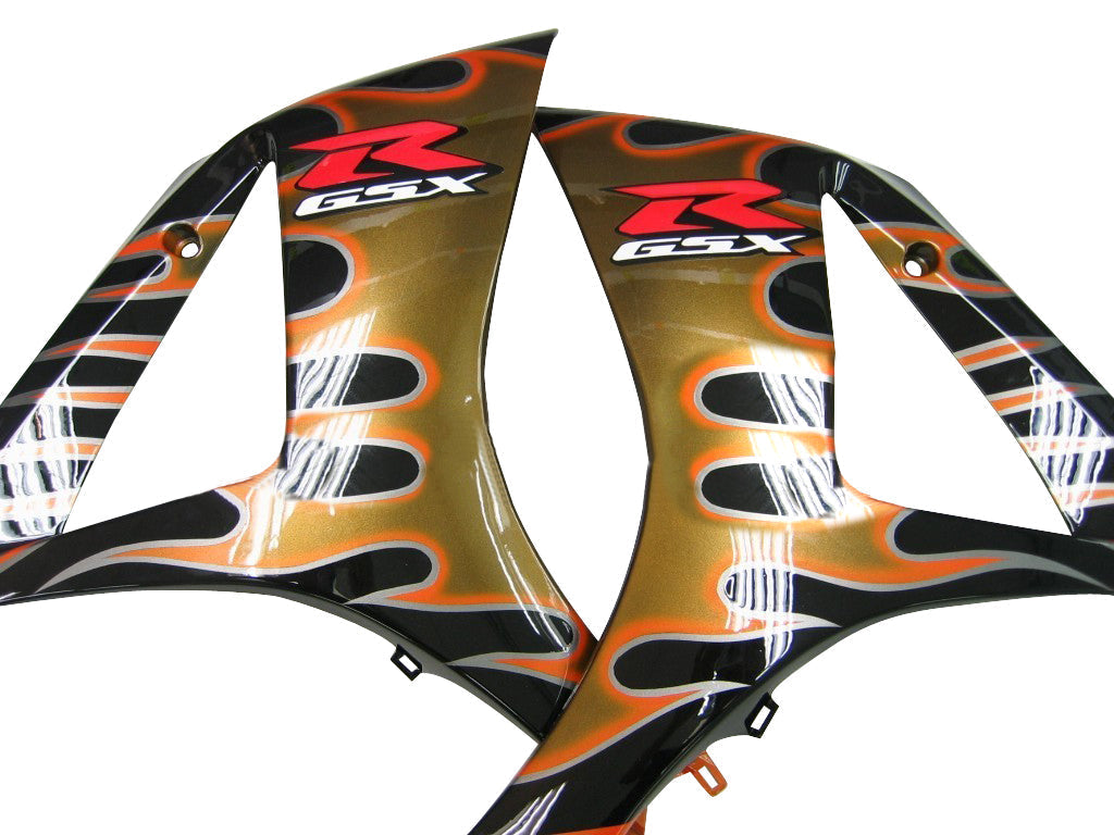 2007-2008 Fairings Suzuki GSXR 1000 Black & Orange Gold Flame  Generic