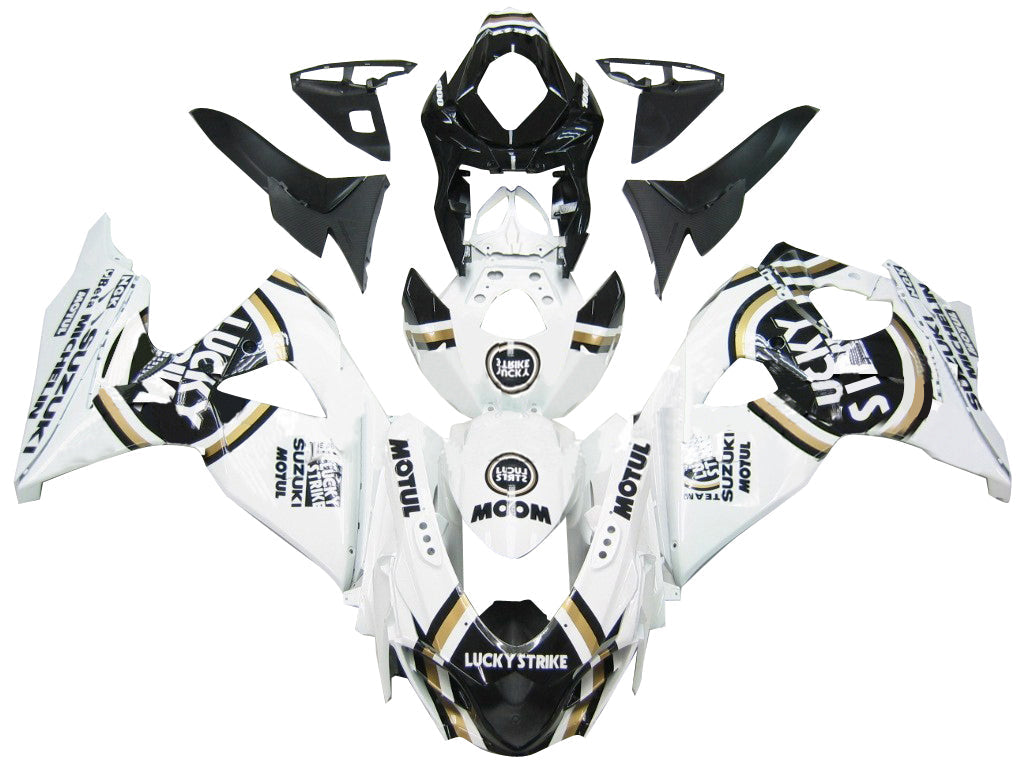 2009-2016 Fairings Suzuki GSXR 1000 White Black Gold Lucky Strike Generic