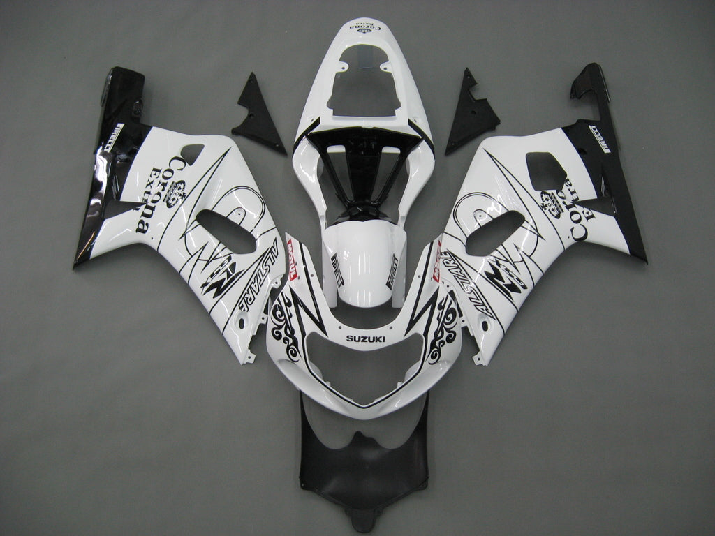 2001-2003 Fairings Suzuki GSXR 600 White Black Alstare Corona GSXR Generic