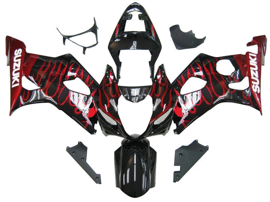 2004-2005 Fairings Suzuki GSXR 600 750 Black & Red Flame GSXR Generic