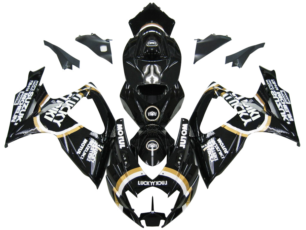 2006-2007 Fairings Suzuki GSXR 600 750 Black Gold Lucky Strike Generic