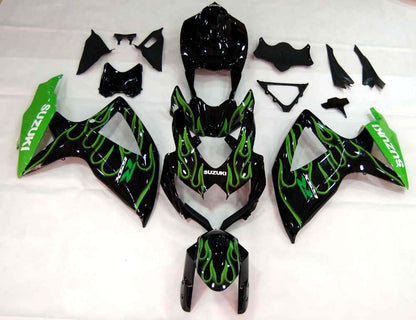 2008-2010 Fairings Suzuki GSXR 600 750 Black & Green Flame GSXR Generic
