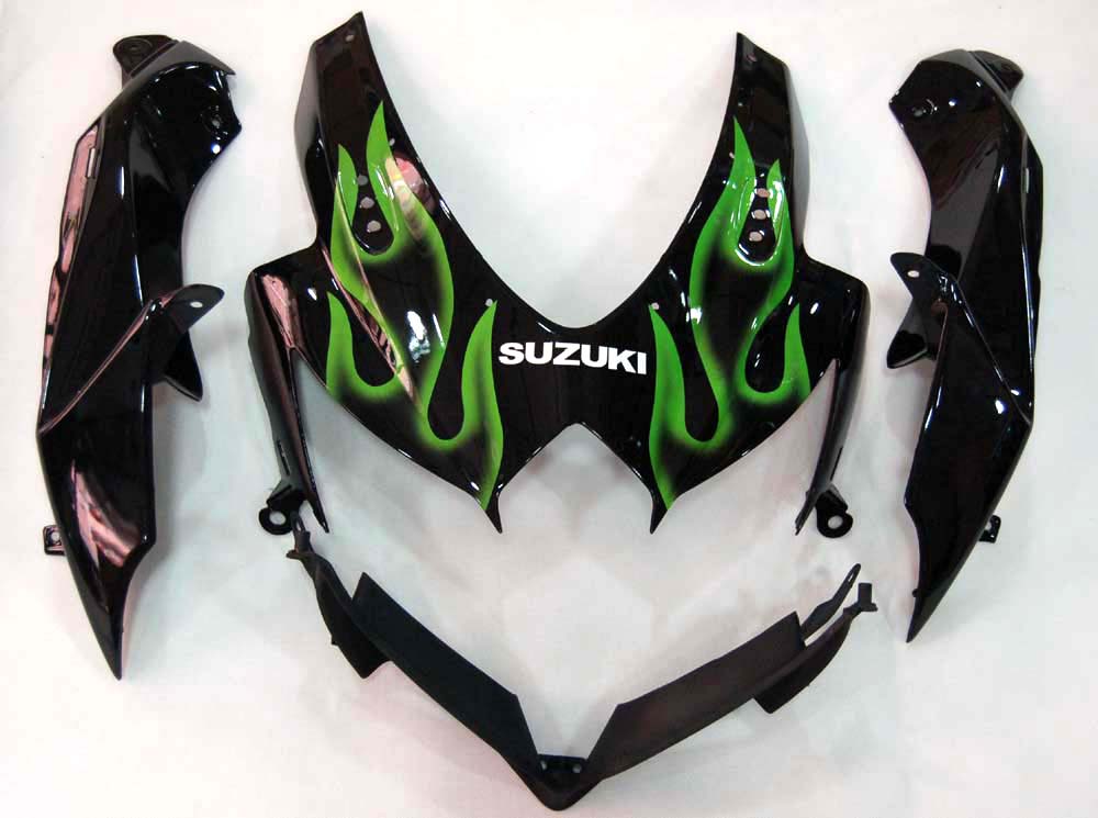 2008-2010 Fairings Suzuki GSXR 600 750 Black & Green Flame GSXR Generic