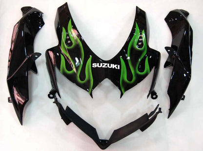 2008-2010 Fairings Suzuki GSXR 600 750 Black & Green Flame GSXR Generic