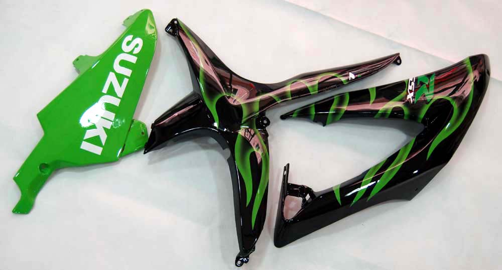 2008-2010 Fairings Suzuki GSXR 600 750 Black & Green Flame GSXR Generic