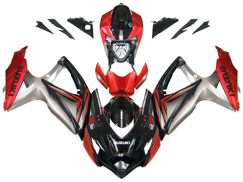 2008-2010 Fairings Suzuki GSXR 600 750 Black Red Silver Generic