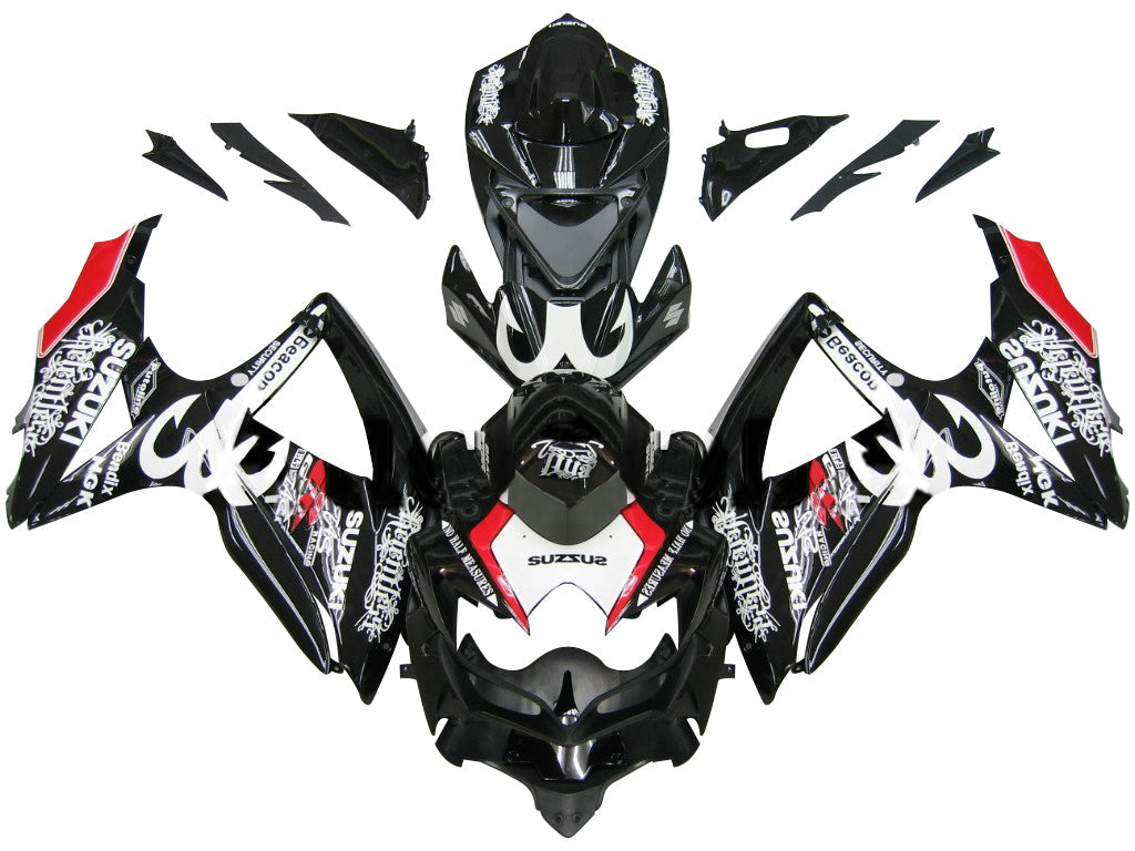 2008-2010 Fairings Suzuki GSXR 600 750 Black Red Relentless Generic