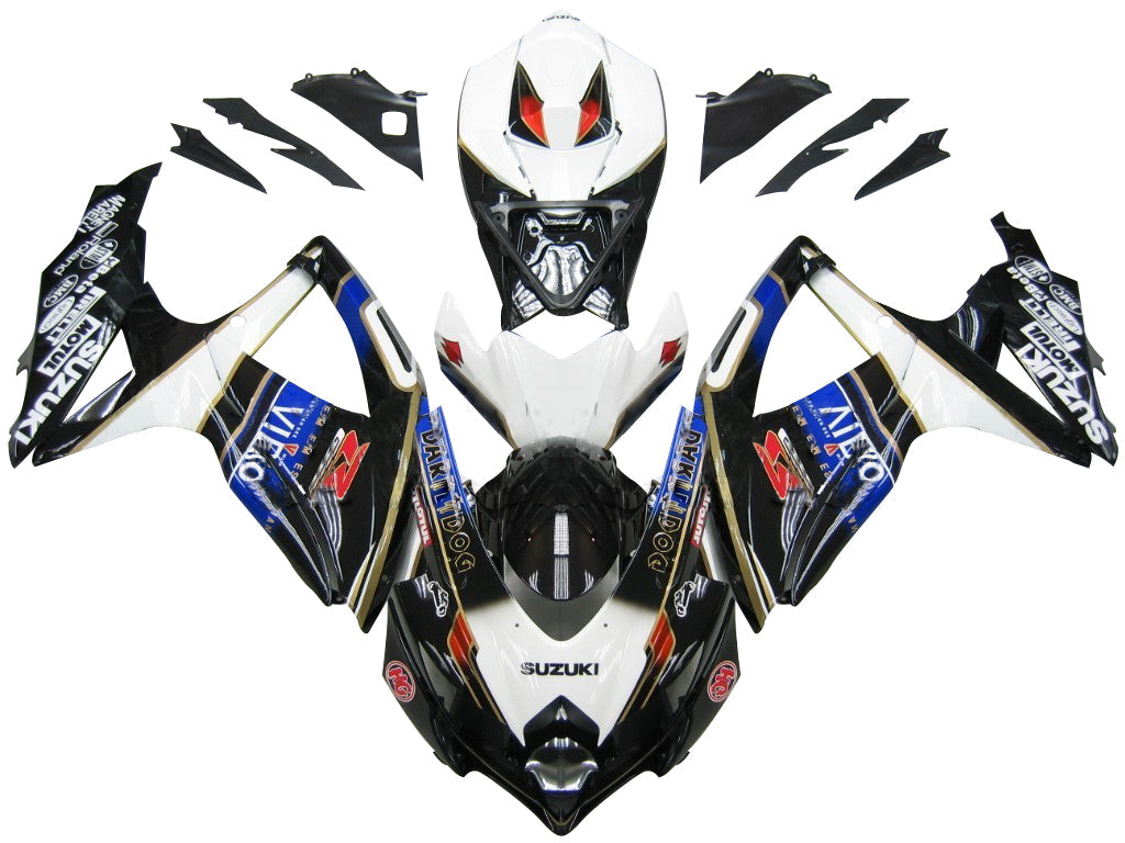 2008-2010 Fairings Suzuki GSXR 600 750 Black White Suzuki Generic