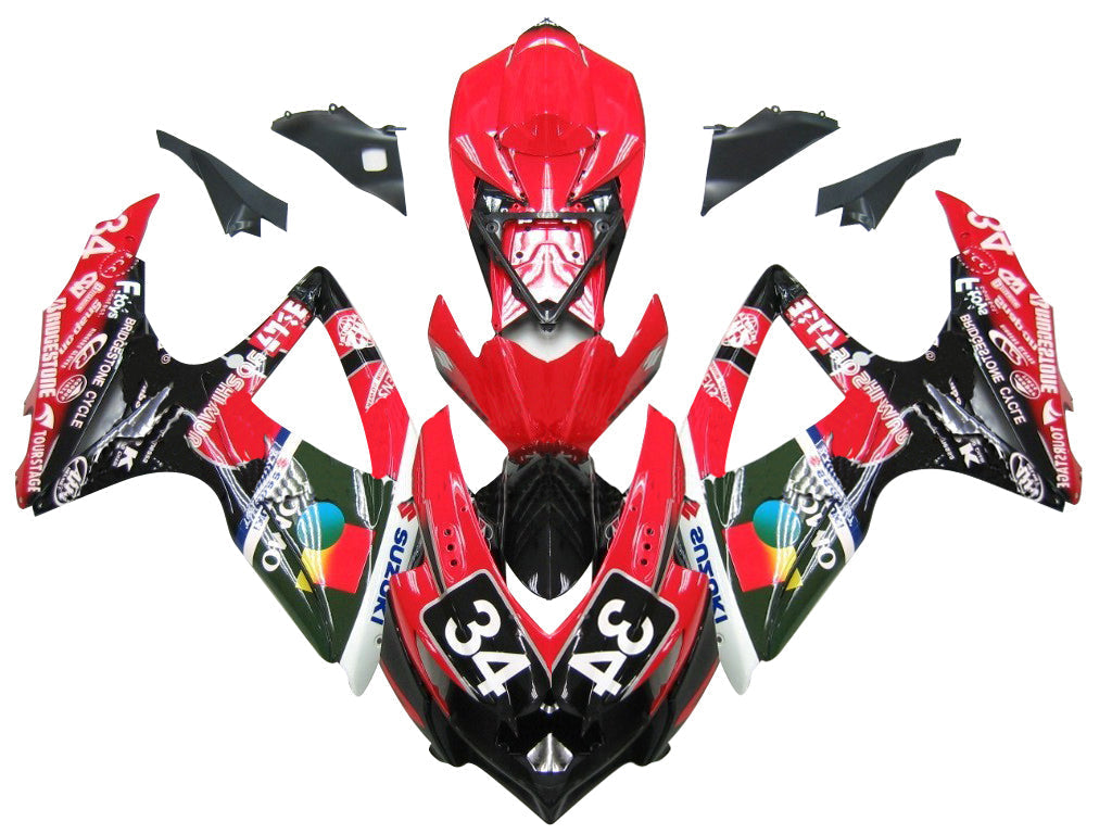 2008-2010 Fairings Suzuki GSXR 600 750 Red Black No.34 Suzuki  Generic