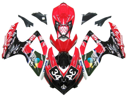 2008-2010 Fairings Suzuki GSXR 600 750 Red Black No.34 Suzuki  Generic
