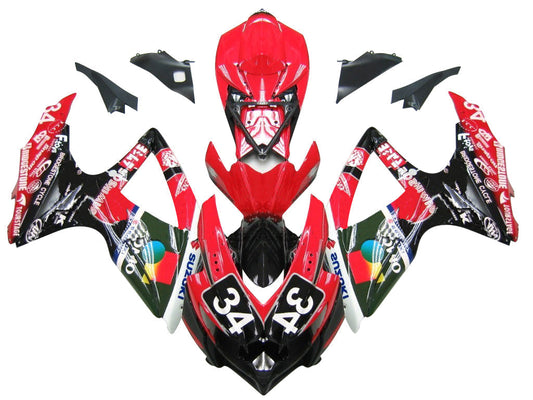 2008-2010 Fairings Suzuki GSXR 600 750 Red Black No.34 Suzuki  Generic