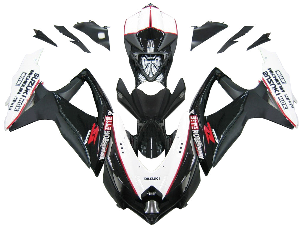 2008-2010 Fairings Suzuki GSXR 600 750 Black White GSXR Generic