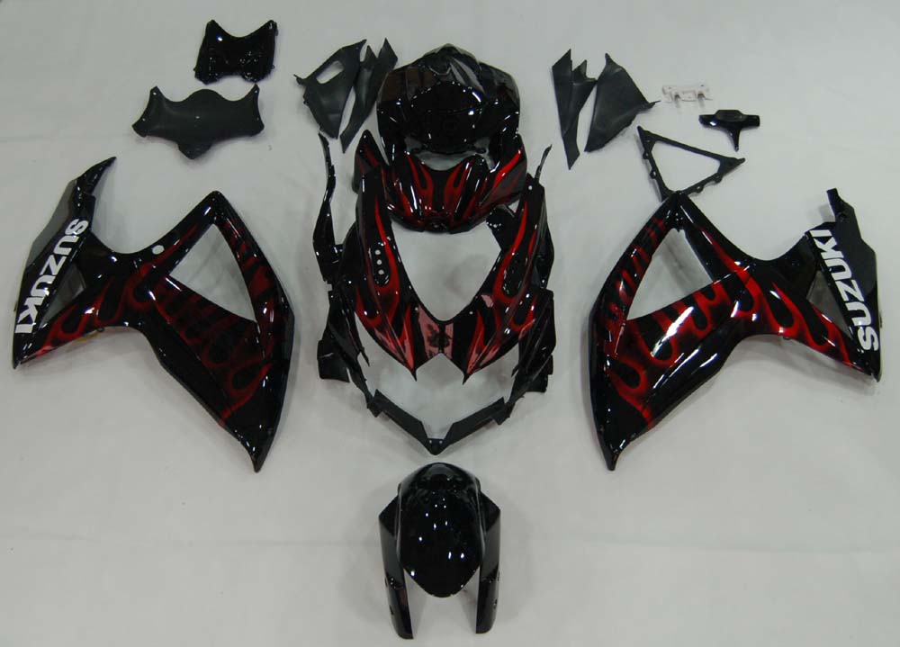 2008-2010 Suzuki GSXR 600 750 Black & Red Flame  Generic
