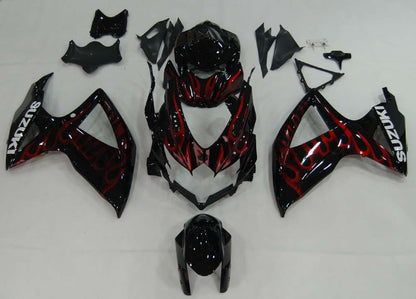 2008-2010 Suzuki GSXR 600 750 Black & Red Flame  Generic