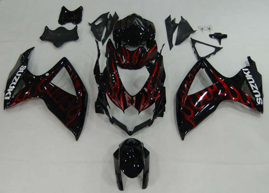 2008-2010 Suzuki GSXR 600 750 Black & Red Flame  Generic