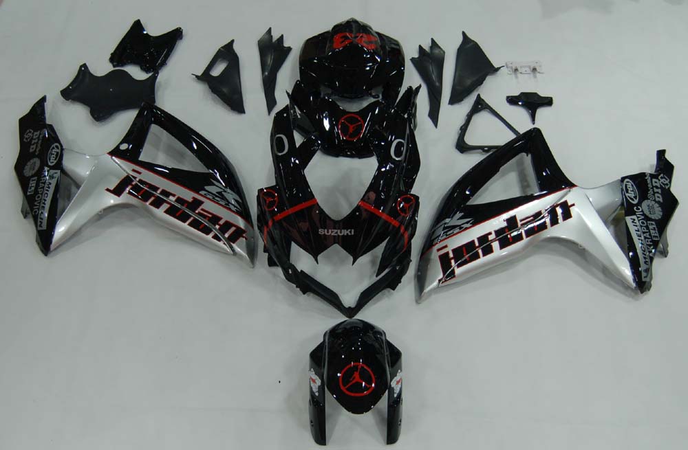 2008-2010 Fairings Suzuki GSXR 600 750 Black Silver Jordan Generic