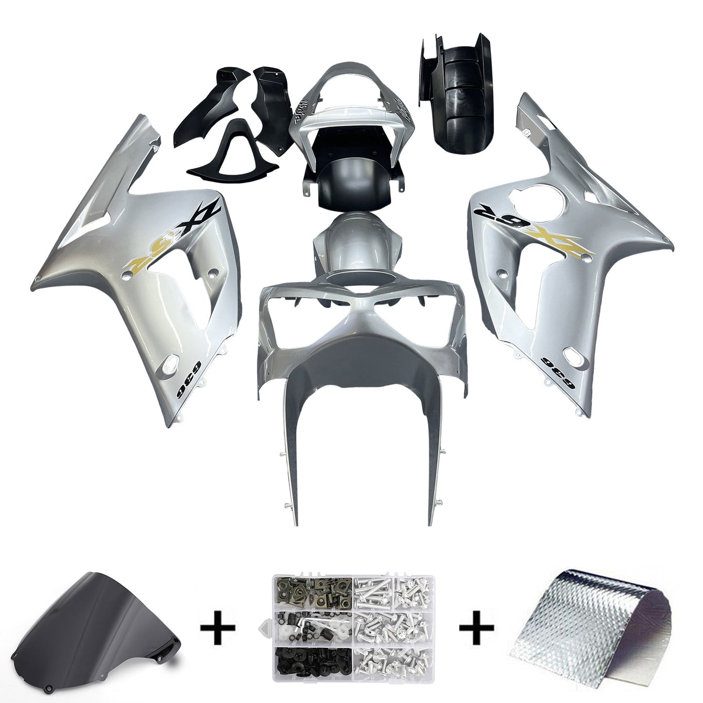 2003-2004 Fairings Kawasaki ZX6R 636 Silver Ninja  Generic