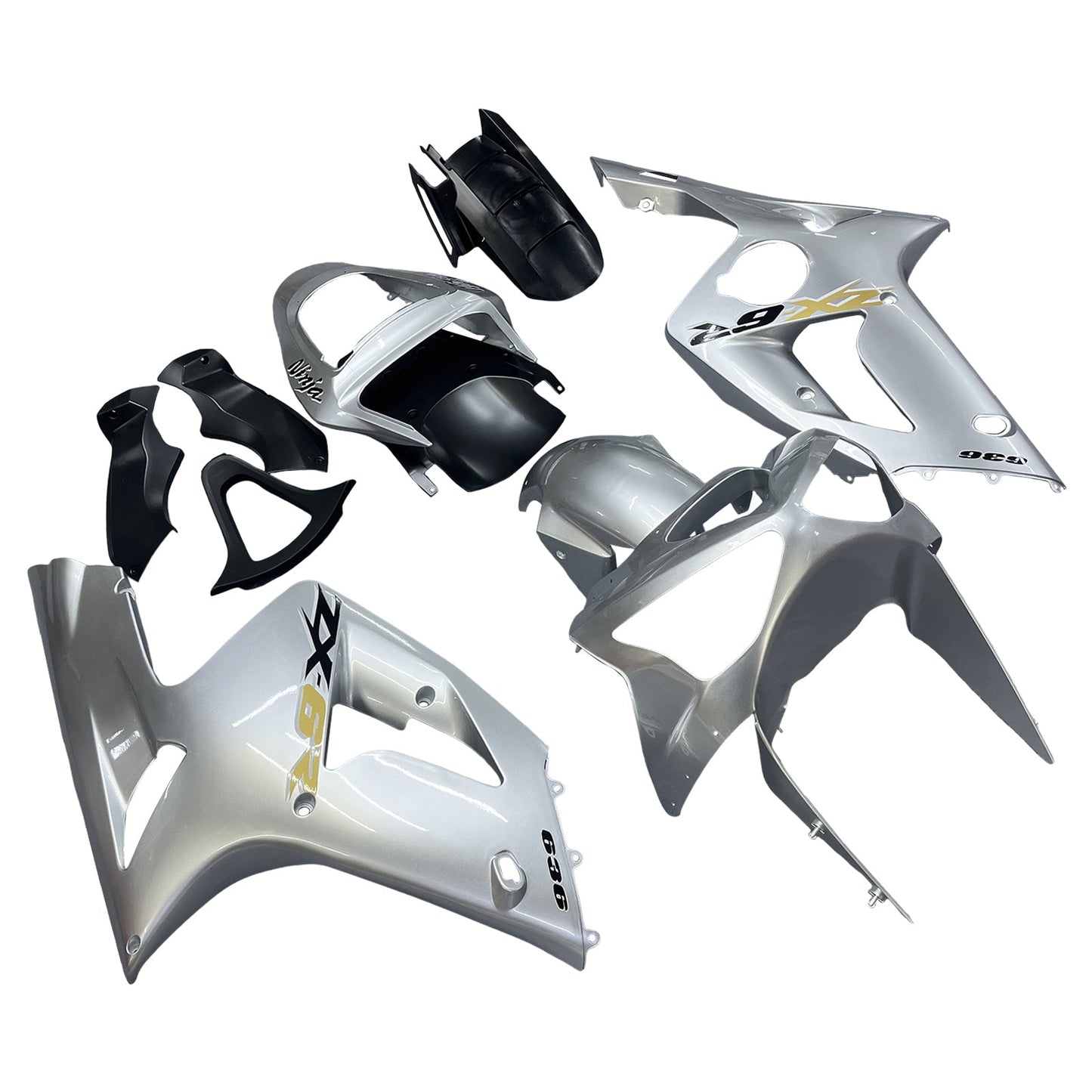 2003-2004 Fairings Kawasaki ZX6R 636 Silver Ninja  Generic