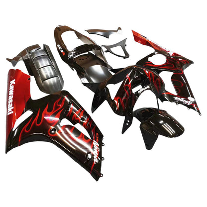 2003-2004 Fairings Kawasaki ZX6R 636 Black & Red Flame ZX6R  Generic