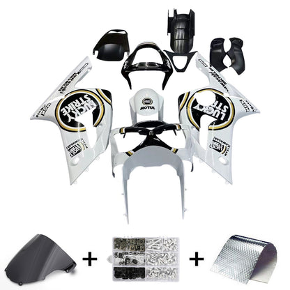 2003-2004 Fairings Kawasaki ZX6R 636 White Black Lucky Strike  Generic