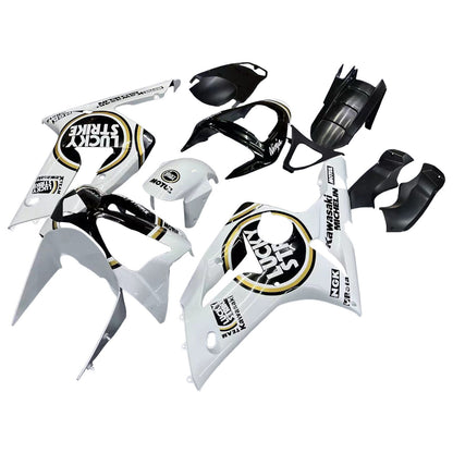 2003-2004 Fairings Kawasaki ZX6R 636 White Black Lucky Strike  Generic