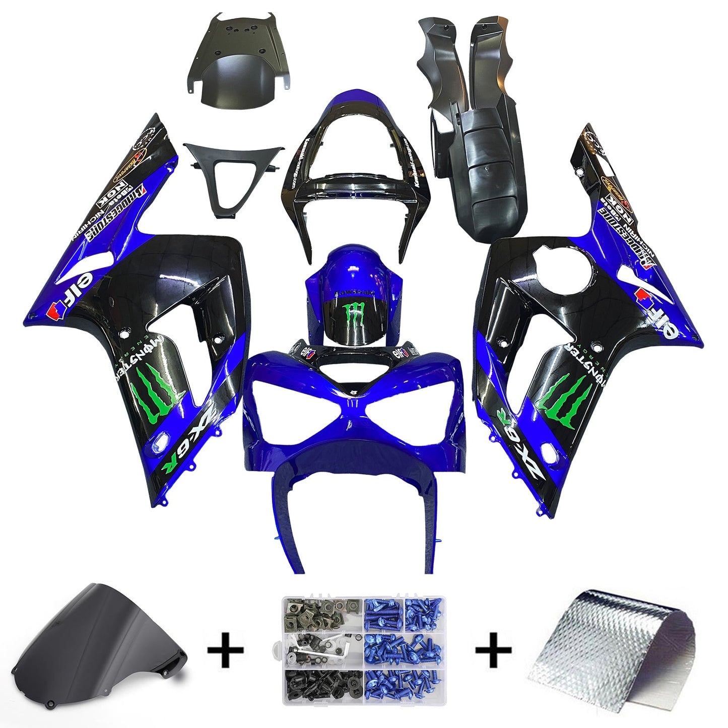 2003-2004 Kawasaki ZX6R 636 Fairing Kit Bodywork Plastic ABS