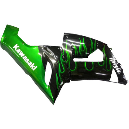 2005-2006 Fairings Kawasaki ZX6R 636 Black & Green Flame Ninja  Generic