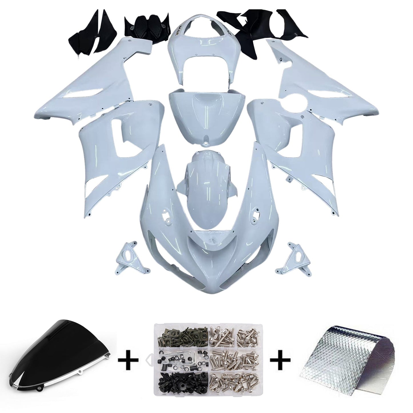 2005-2006 Fairings Kawasaki ZX6R 636 White ZX6R Ninja Generic