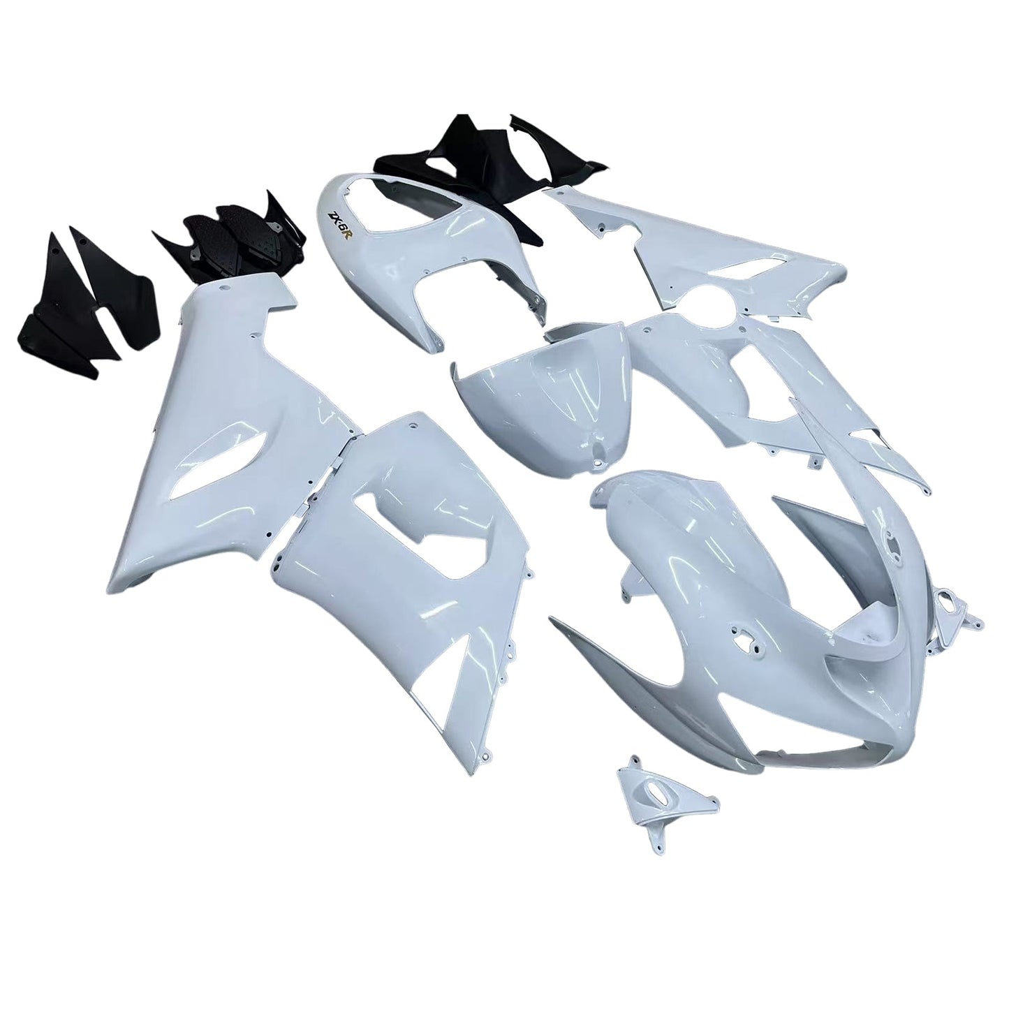 2005-2006 Fairings Kawasaki ZX6R 636 White ZX6R Ninja Generic