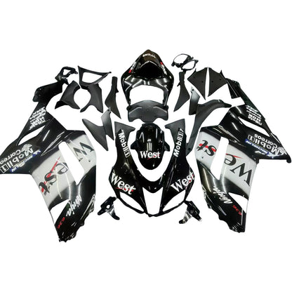 2007-2008 Fairings Kawasaki ZX6R ZX636 Black White West Ninja  Generic