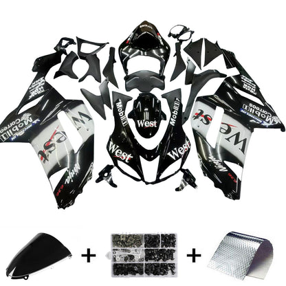 2007-2008 Fairings Kawasaki ZX6R ZX636 Black White West Ninja  Generic