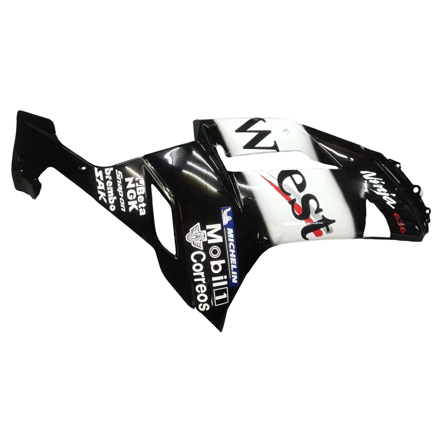2007-2008 Fairings Kawasaki ZX6R ZX636 Black White West Ninja  Generic