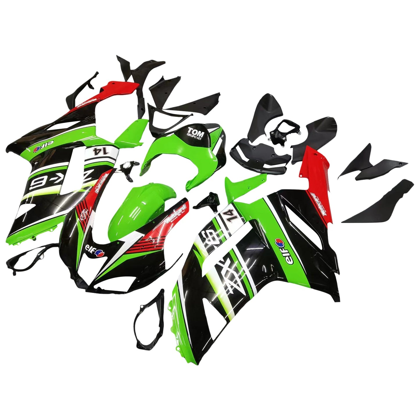 2007-2008 Kawasaki ZX6R 636 Fairing Kit Bodywork Plastic ABS