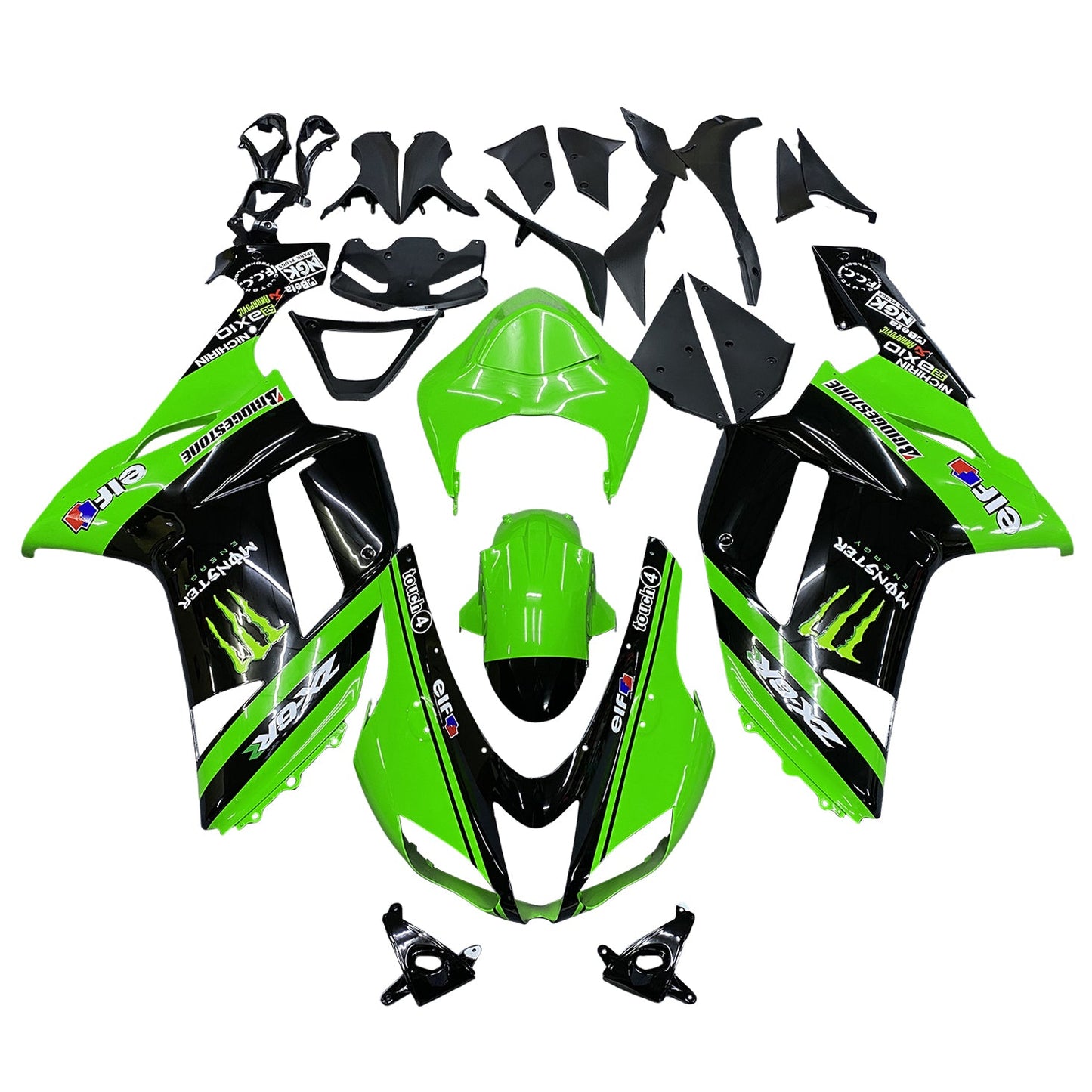 2007-2008 Kawasaki ZX6R 636 Fairing Kit Bodywork Plastic ABS