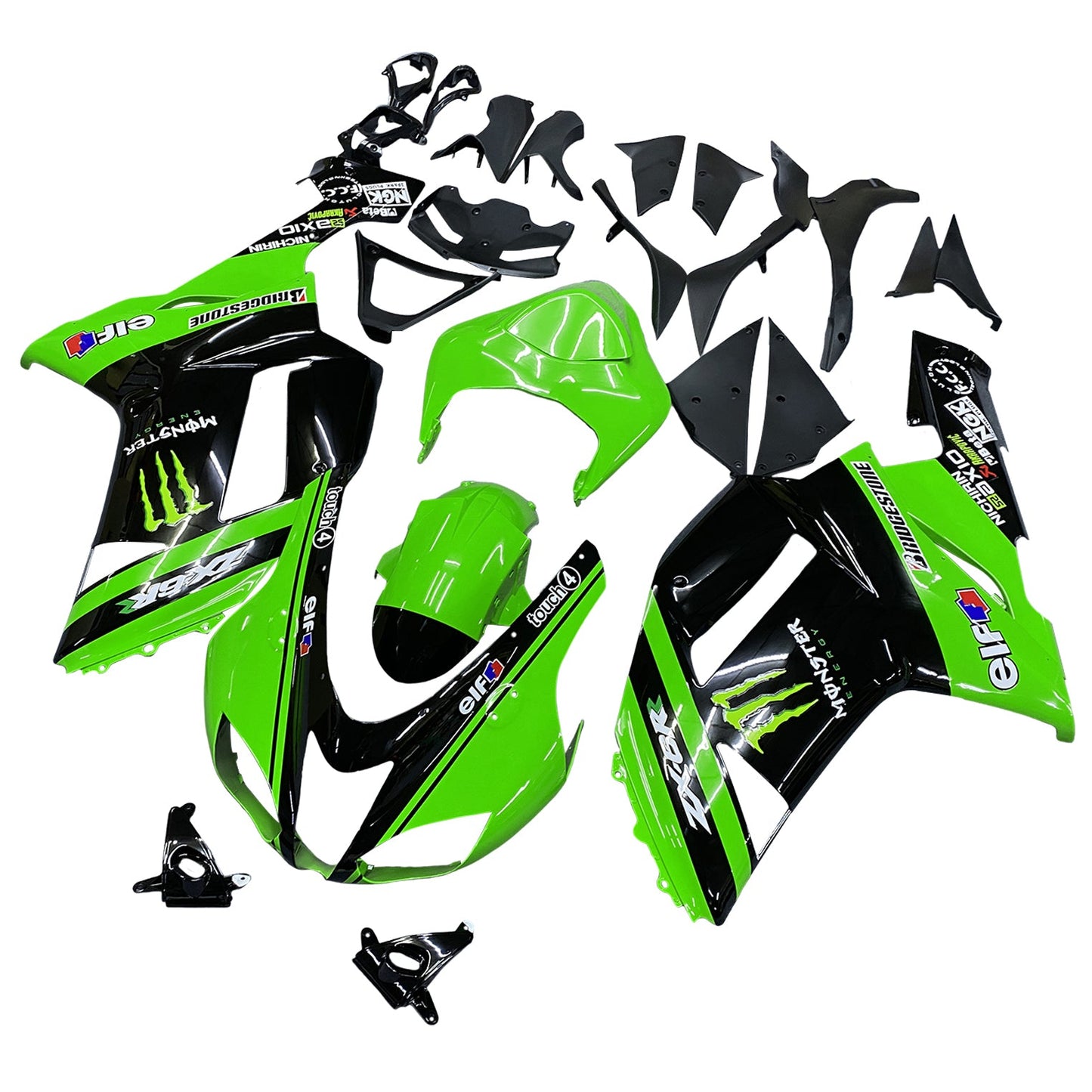 2007-2008 Kawasaki ZX6R 636 Fairing Kit Bodywork Plastic ABS