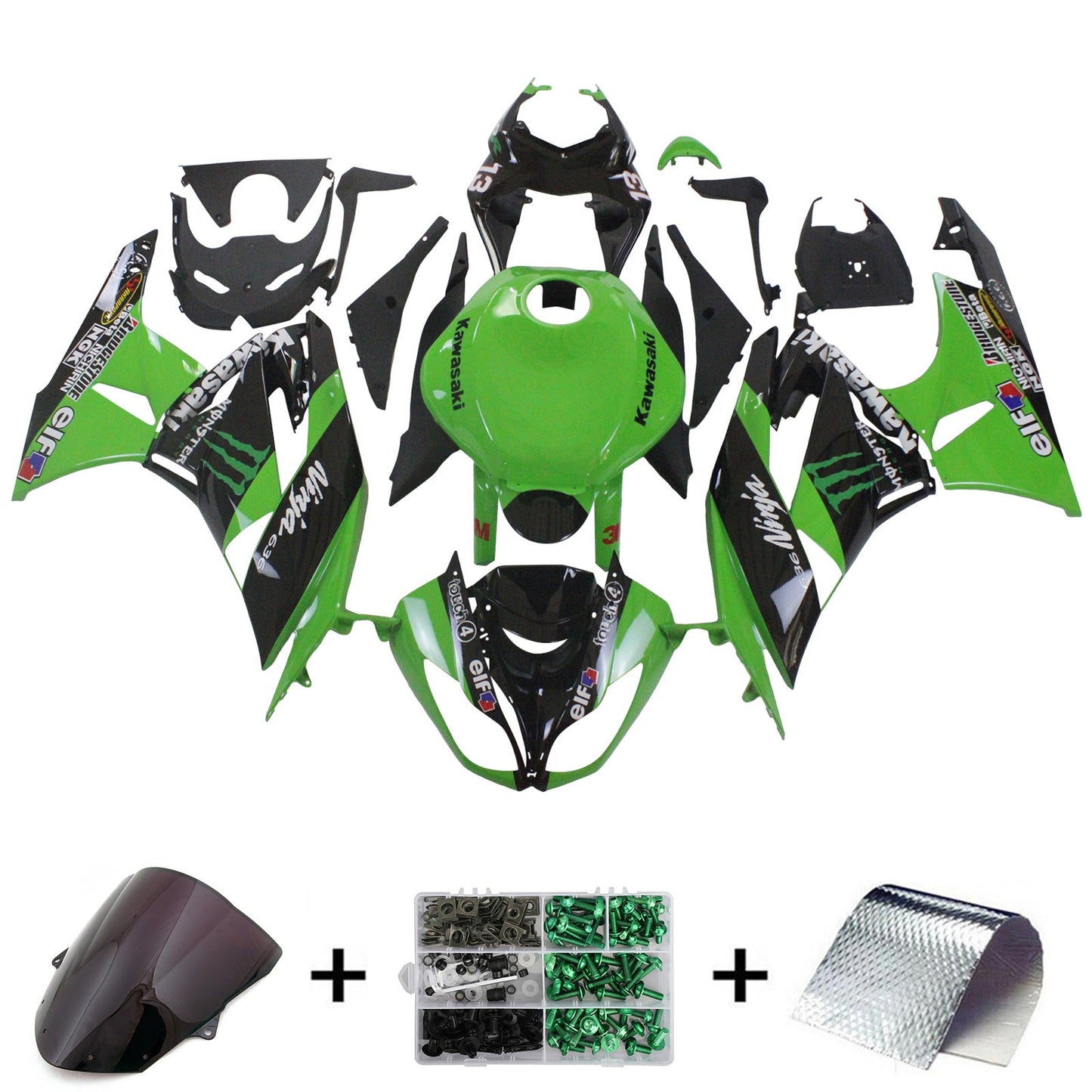 2009-2012 Kawasaki ZX6R 636 Fairing Kit Bodywork Plastic ABS