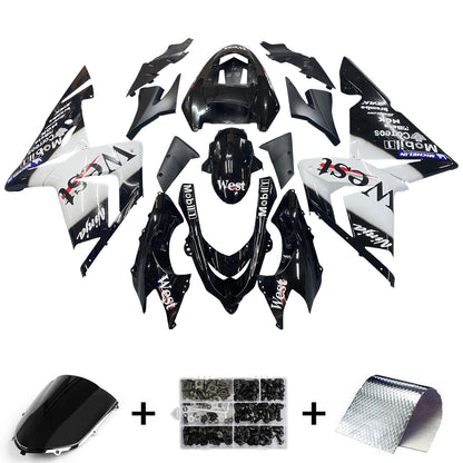 2004-2005 Fairings Kawasaki ZX 10R Black White West Ninja