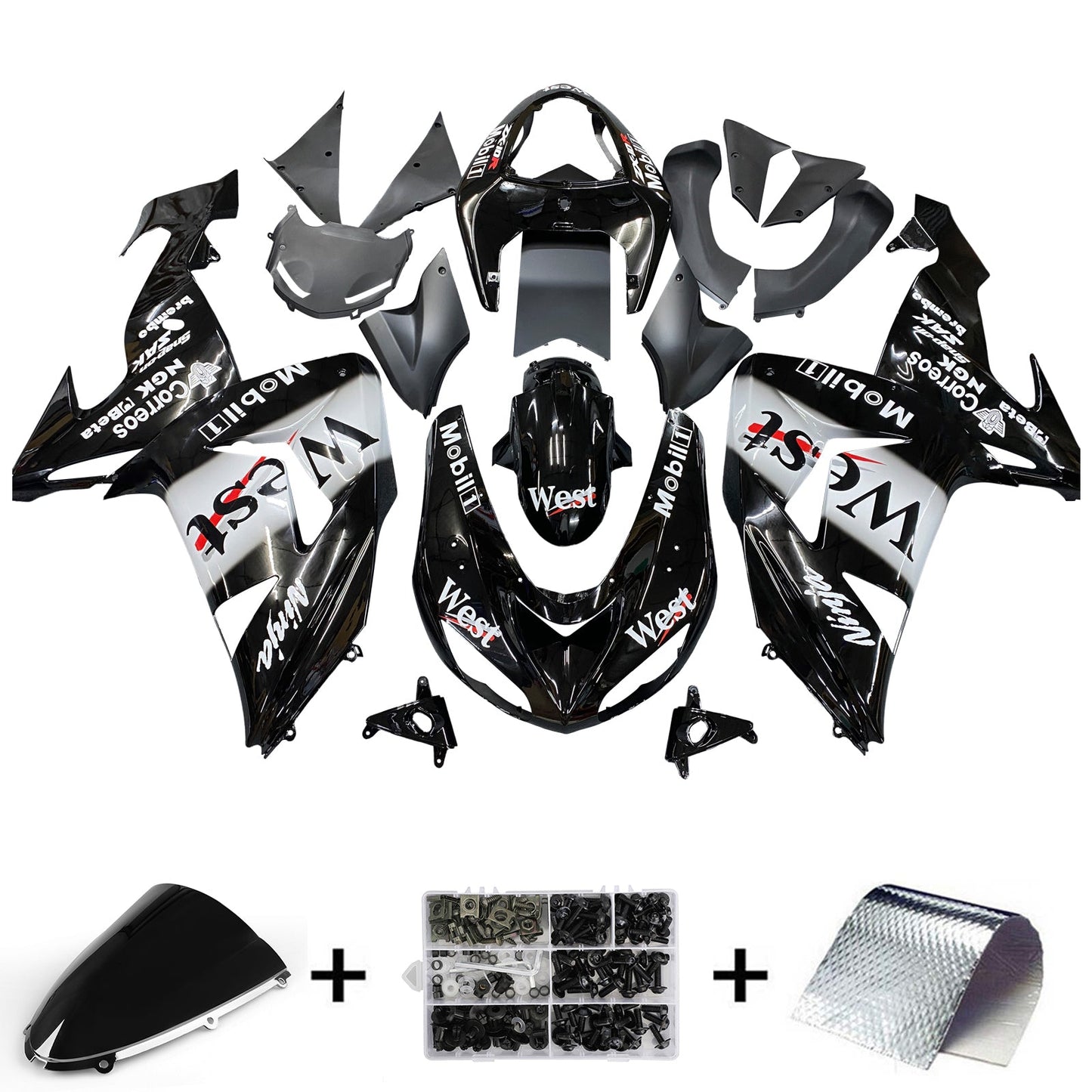 2006-2007 Fairings Kawasaki ZX 10R Black White West