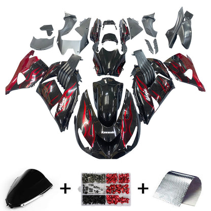 2006-2011 Fairings Kawasaki ZX14R Black & Red Flame Ninja  Generic