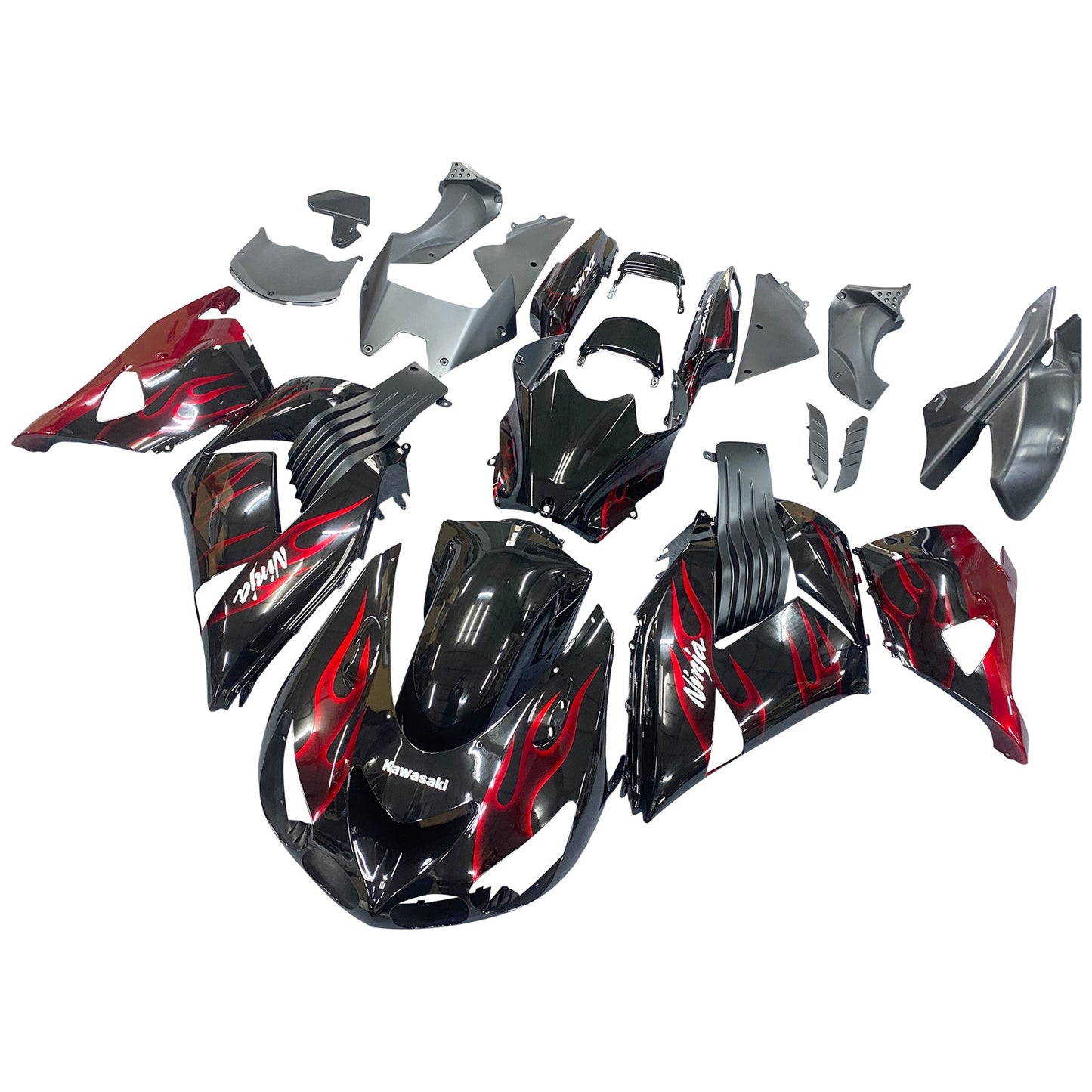 2006-2011 Fairings Kawasaki ZX14R Black & Red Flame Ninja  Generic