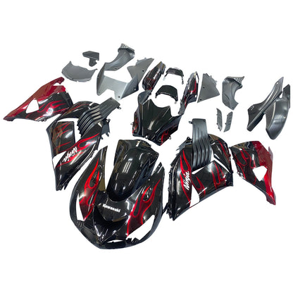 2006-2011 Fairings Kawasaki ZX14R Black & Red Flame Ninja  Generic