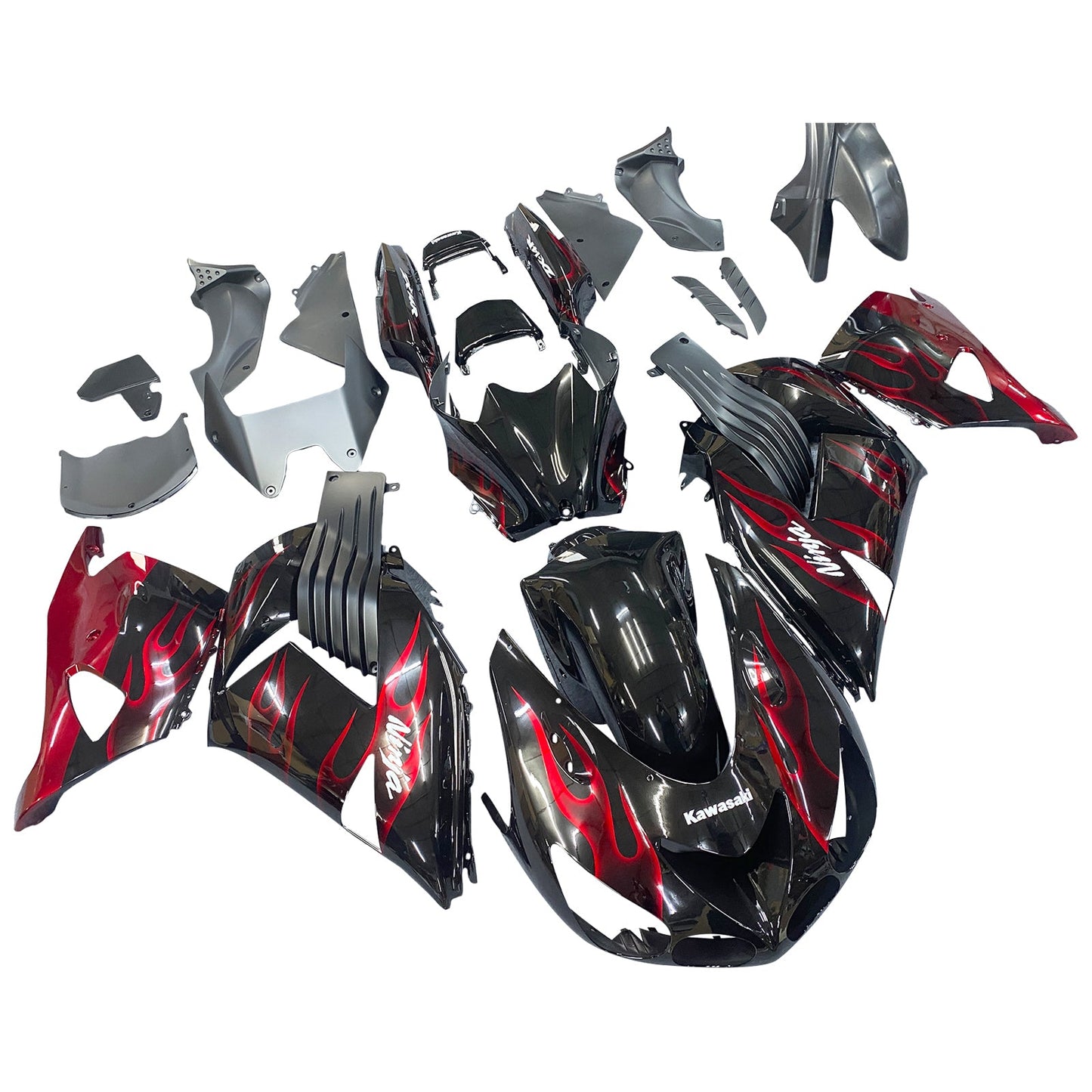 2006-2011 Fairings Kawasaki ZX14R Black & Red Flame Ninja  Generic