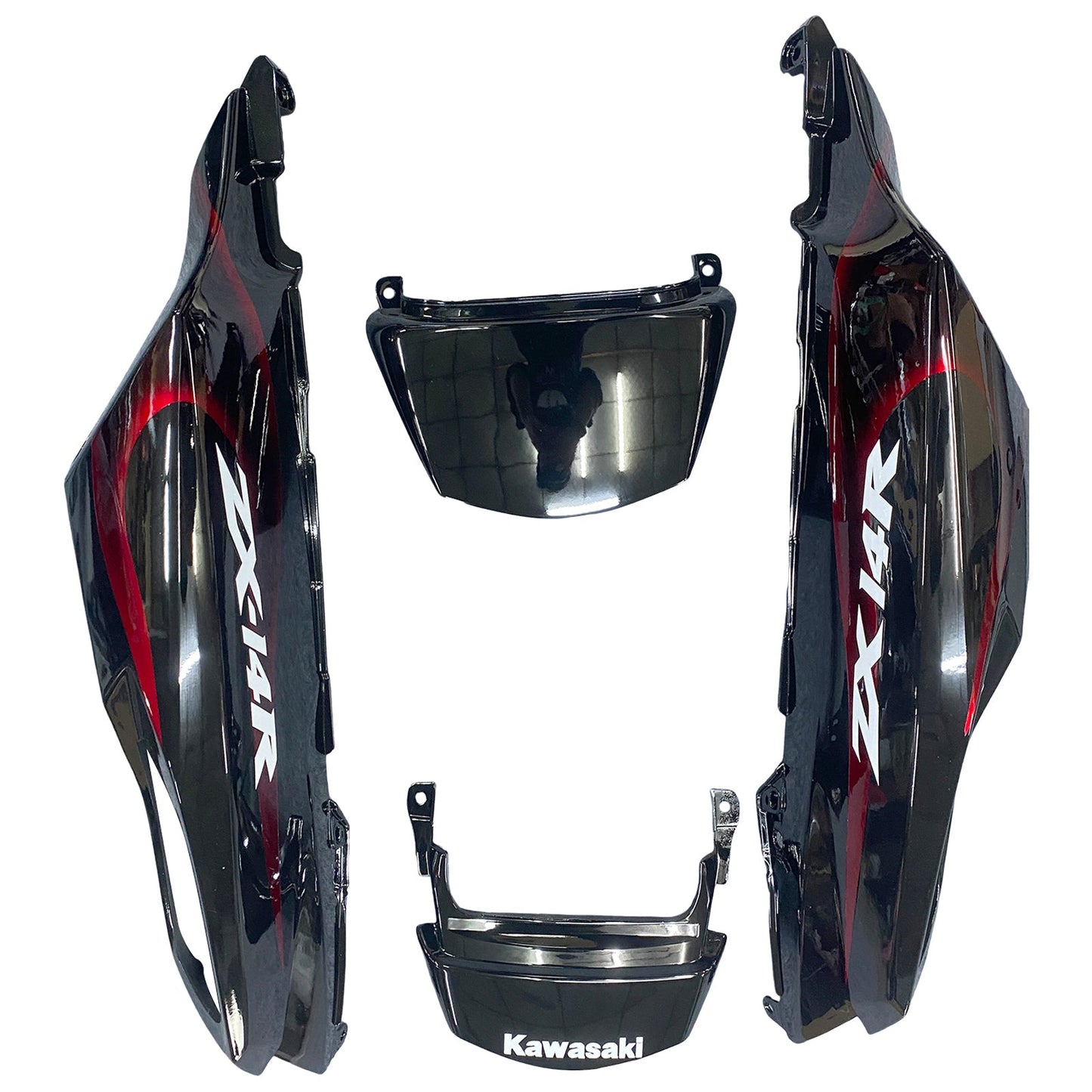 2006-2011 Fairings Kawasaki ZX14R Black & Red Flame Ninja  Generic