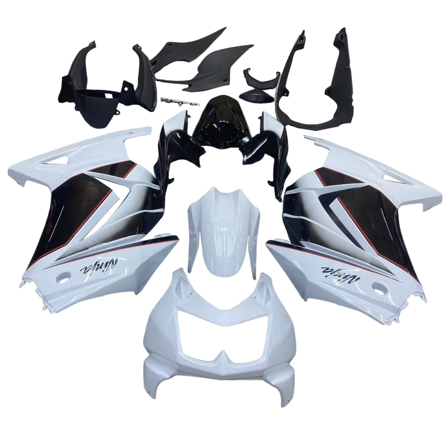 2008-2012 Fairings Kawasaki ZX250R EX250 White Black Ninja ZX250  Generic