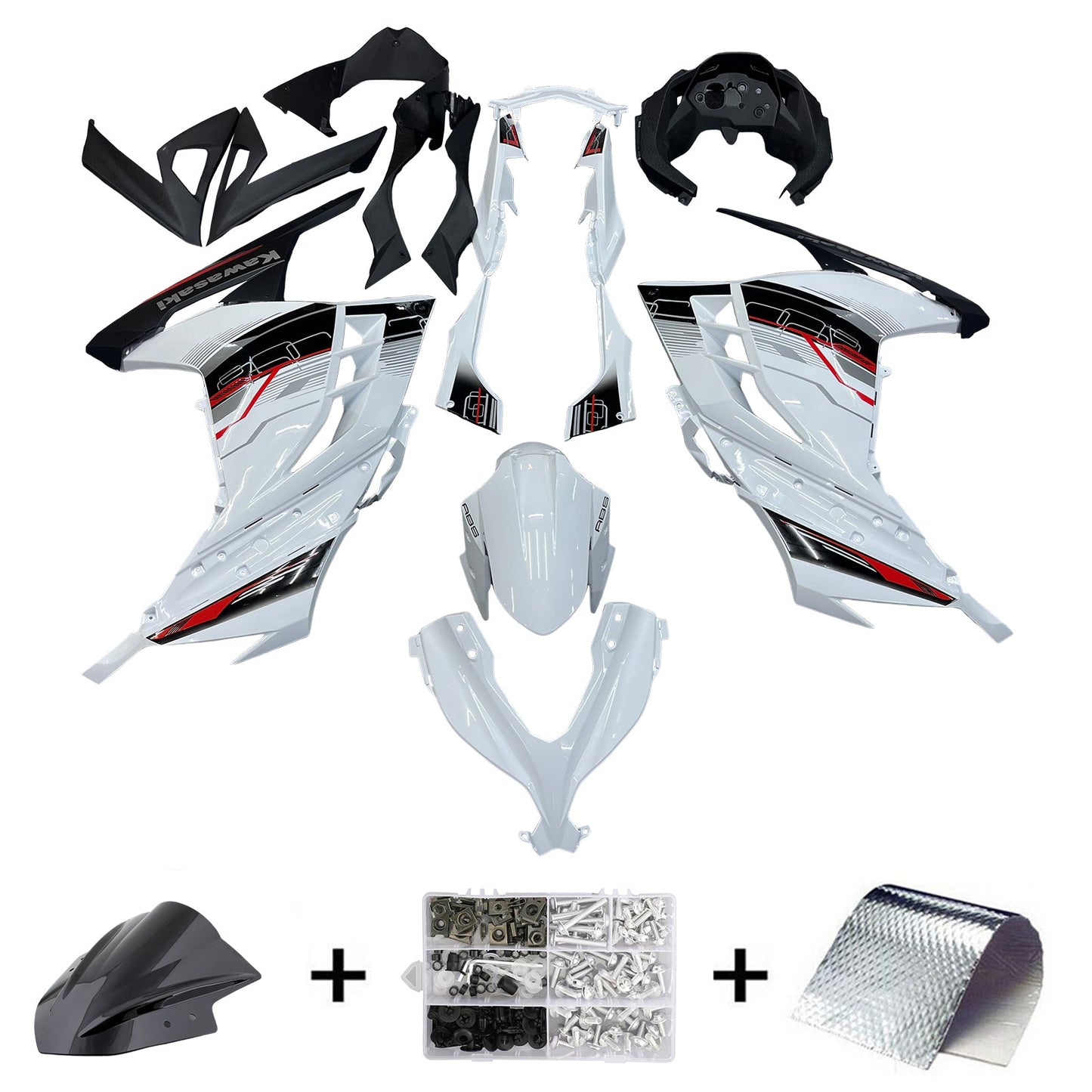 2013-2024 Fairings Plastics Kawasaki Ninja 300R EX300R White Art Ninja  Generic