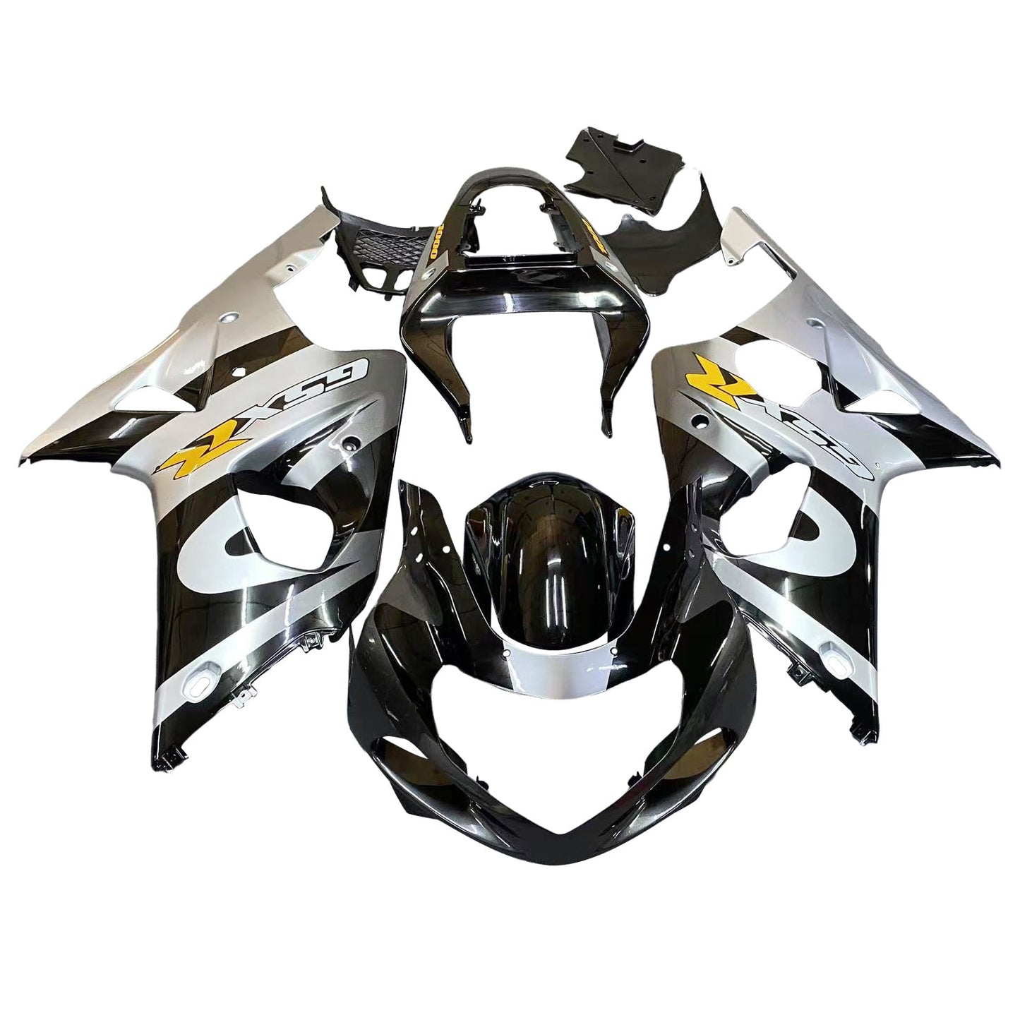2000-2002 Fairings Suzuki GSXR 1000 Silver & Black  Generic