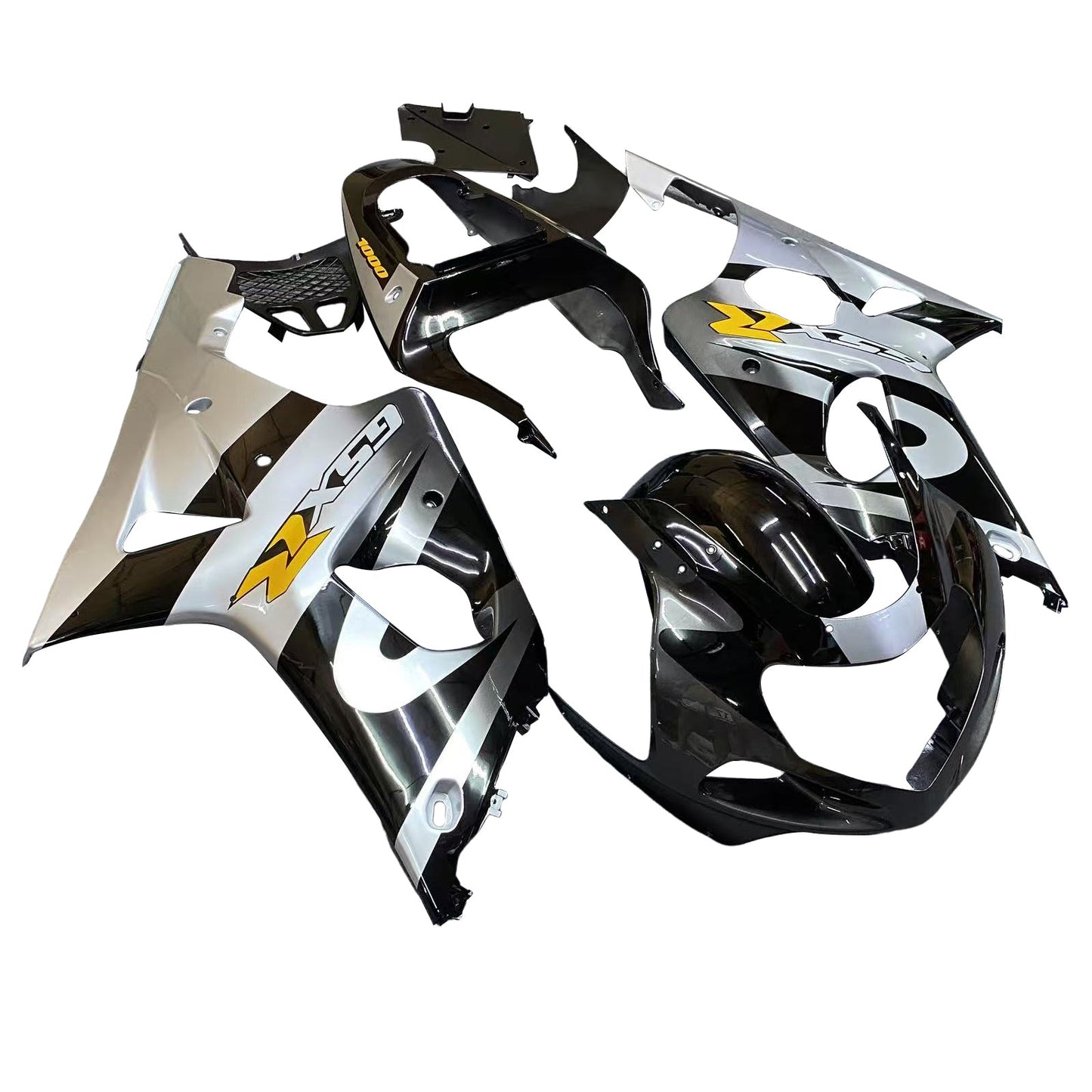 2000-2002 Fairings Suzuki GSXR 1000 Silver & Black  Generic