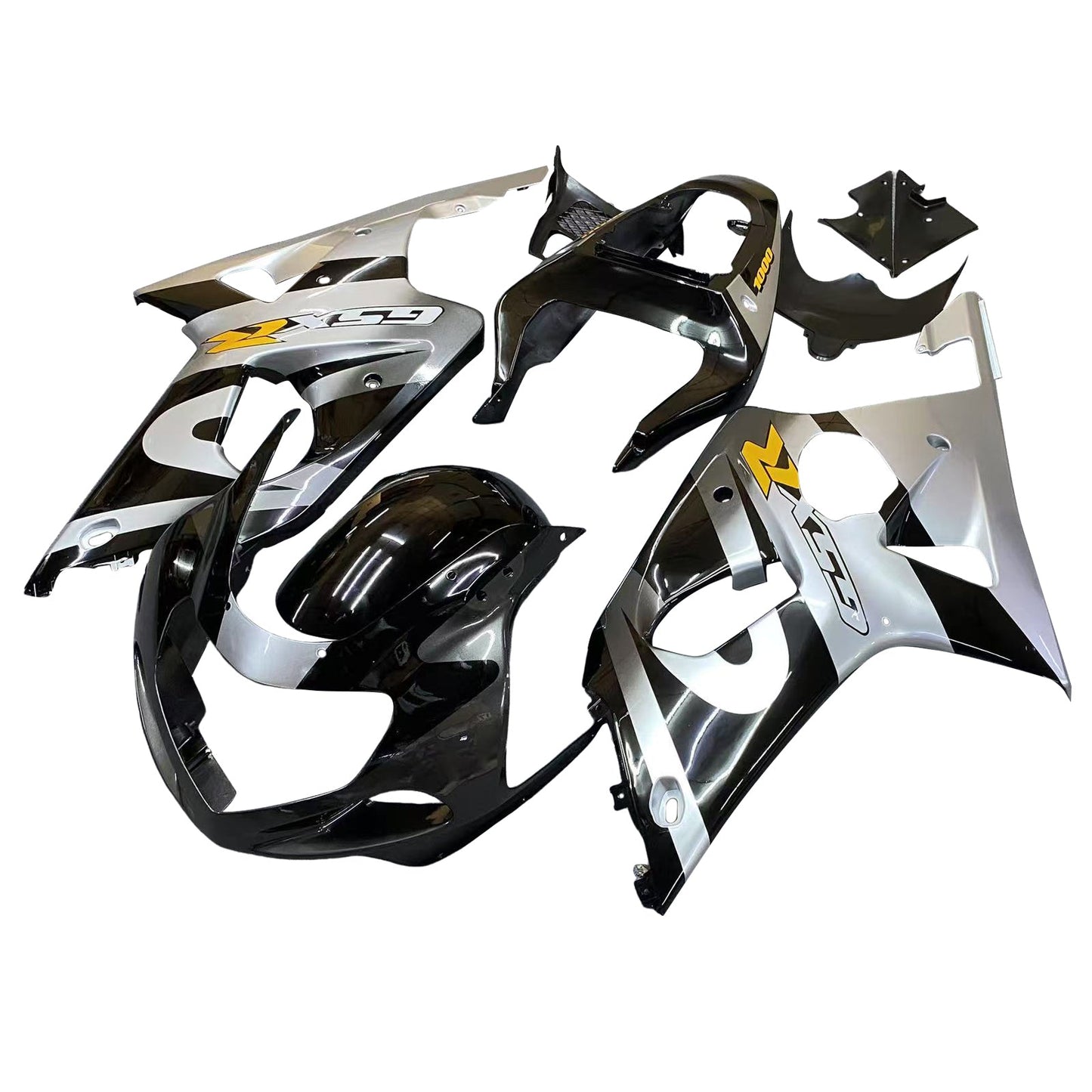 2000-2002 Fairings Suzuki GSXR 1000 Silver & Black  Generic