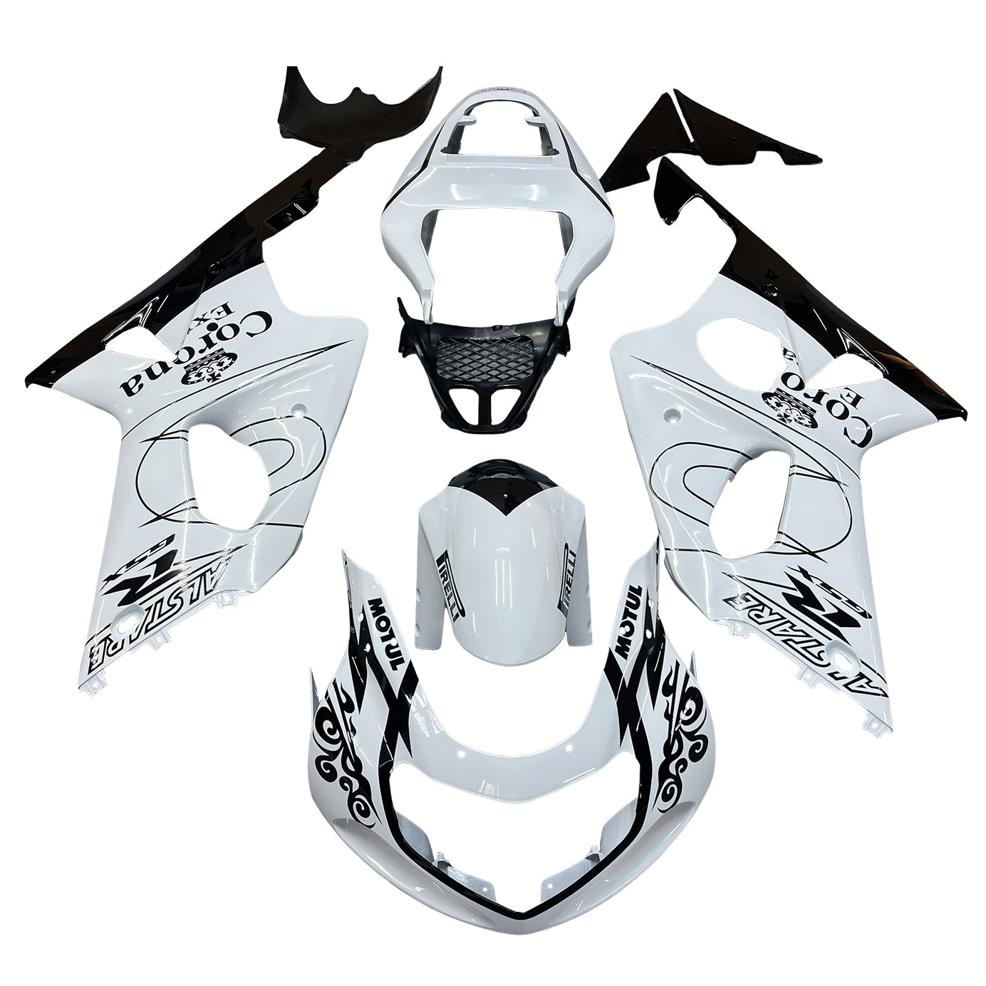 2000-2002 Fairings Suzuki GSXR 1000 White & Black Corona  Generic